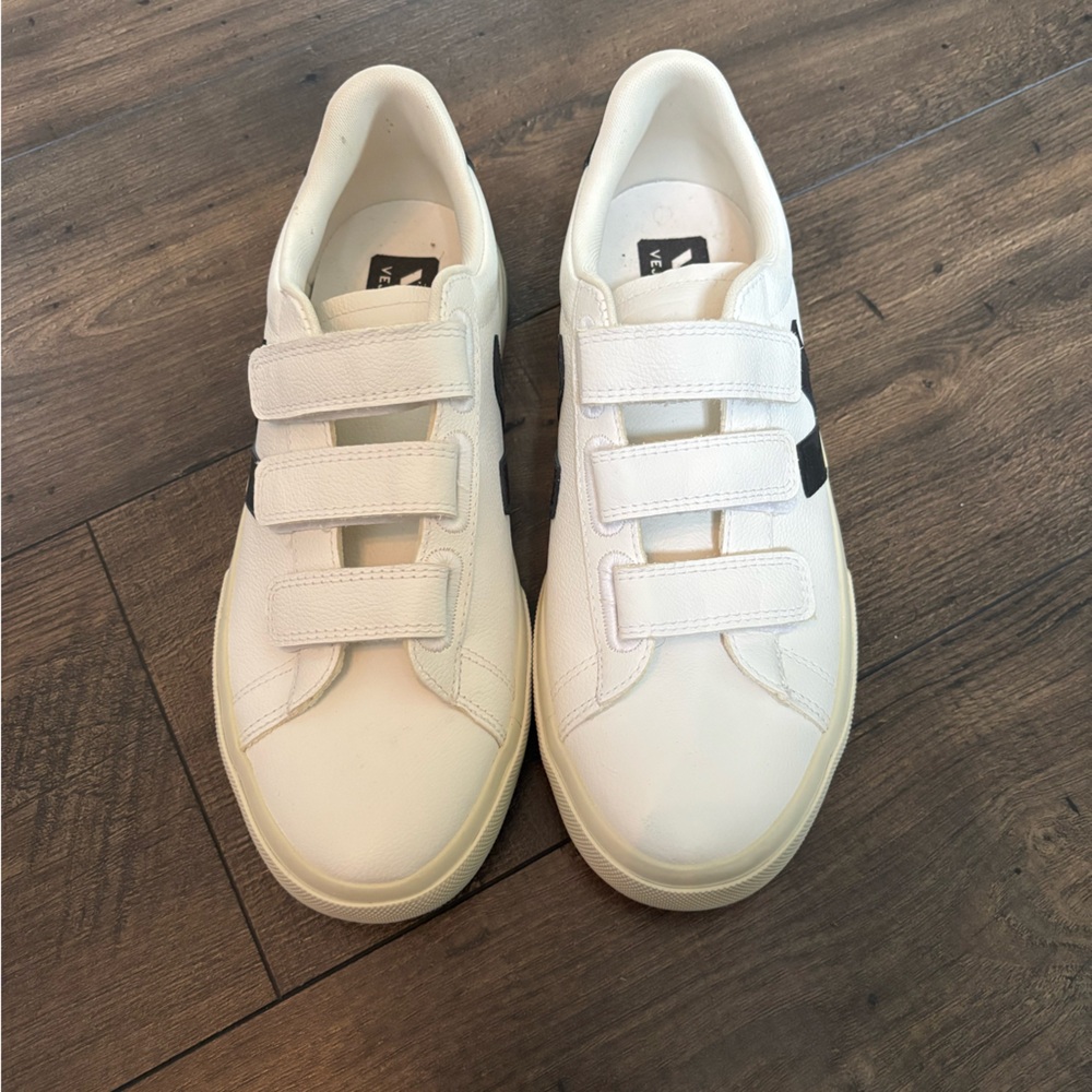 Veja White Recife Velcro Sneakers Minimalist Design
